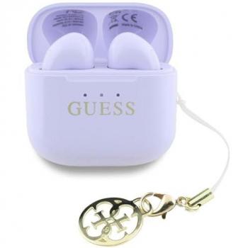 Auriculares TWS Guess Efecto Brillante con Logotipo Clásico y Charm - Lavanda (4h, Inalámbricos)