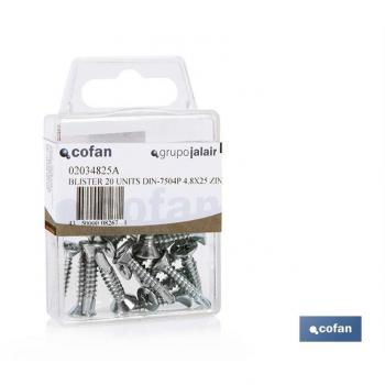 Cofan Autotaladrantes Cabeza Avellanada DIN 7504P 48x32mm Zinc (blíster 6 Uds.) - Fijación, Pegado y Soldadura