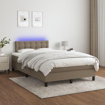 Cama de muelles con colchón y LED Tortorora 120x200cm Tela, Cama box spring con colchón y led tela gris taupe 120x200 cm Vidaxl Gris Topo