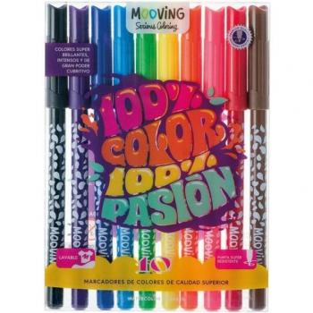 Marcador de colores Mooving 100% color 10 unidades