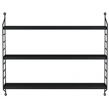 Estantería de Pared Strängnäs de 3 Niveles Ajustables en Altura, Acero Negro Mate 50 x 60 x 15 cm