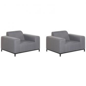 Conjunto de 2 Sillones de Jardín Resistente al Clima con Tapizado de Tela Gris y Patas de Aluminio Negro Rovigo