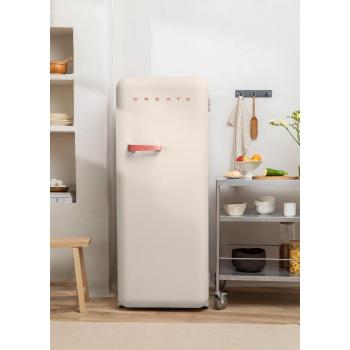 Frigorífico Retro 281L Create - Una Puerta, Bajo Consumo, Estilo Años 50, Terracota y Beige