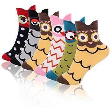 Emooqi Mujer Calcetines, 6 Pares Calcetines De Algodón Niña Calcetines Divertidos｜Estilo Loro｜Acogedor Transpirable｜EU Tamaño 35~42｜Para Mujeres y Niñas Regalos De San Valentín De Uso Diario