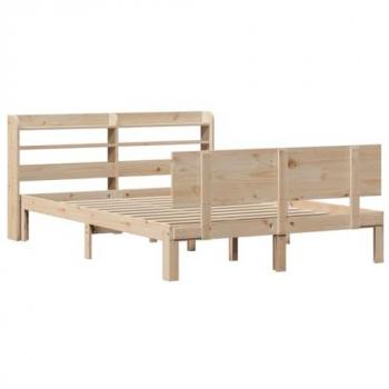 Estructura de cama con cabecero de madera maciza de pino 120x190 cm