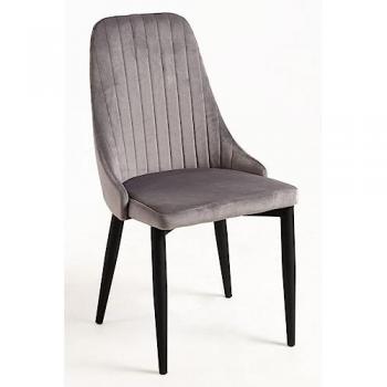 Silla Kan Terciopelo - Silla de Comedor - Color Gris - Diseño moderno y elegante - Estructura resistente - Tapizado en terciopelo suave - Asiento cómodo y acolchado - Patas de madera duradera