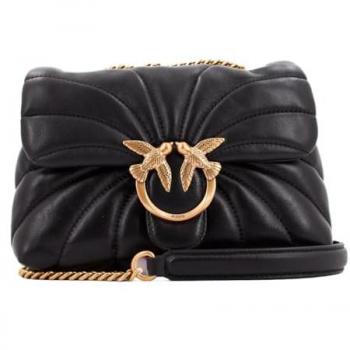 Bolso de mujer Pinko Love Puff Mini en piel negra con cadena ajustable