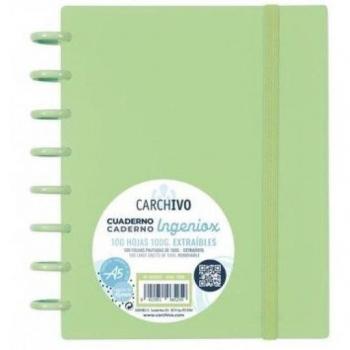 Cuaderno Carchivo Ingeniox A5 100 hojas 100 g/m² Cuadrícula 5x5 Verde Pastel
