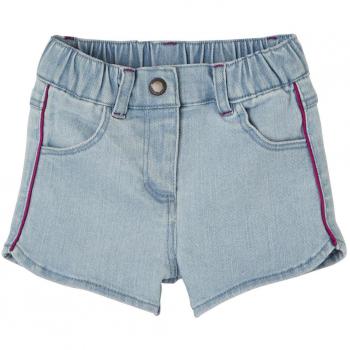 Vertbaudet Conjunto de Camiseta de Dos Tejidos y Short Vaquero para bebé niña Blanco Claro a Cuadros 3-6 Meses, 67CM