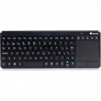 Teclado Inalámbrico NGS TV Warrior con Touchpad, 17 teclas Multimedia para SmartTV, 2.4 GHz, Color Negro, Disposición Español - QWERTY