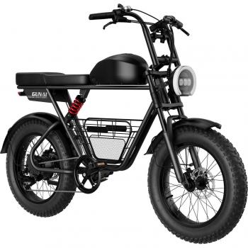 Bicicleta eléctrica GUNAI-T 1000W, batería de 48V y 21Ah, ruedas de 20 pulgadas, 7 velocidades