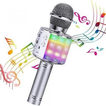 ShinePick Micrófono Karaoke Bluetooth, Microfono Inalámbrico Karaoke Portátil con Altavoz para Niños Canta Partido Musica, Compatible con Android/iOS PC, AUX o Teléfono Inteligente