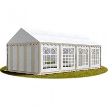 Carpa para fiestas Toolport 4x8 m, lona PVC 700 N impermeable, beige-blanco
