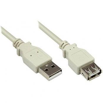 Cable USB 2.0 de extensión macho a hembra de 5 m, color gris