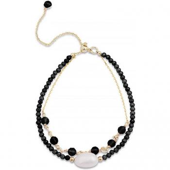 Pulsera Luxenter Ekhao de Metal con Cuarzo Hidrotermal Onix y Baño de Oro 18K