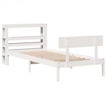 Estructura de Cama sin Colchón 100x200 cm Madera Maciza de Pino Blanca
