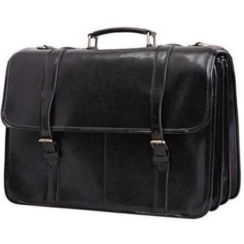 Leathario Maletín Cuero Ejecutivo Genuino de Trabajo Profesional Bolsa Mensajero Vintage para Portátil 14 Pulgadas Bolso Bandolera de Viaje Negocio Negro
