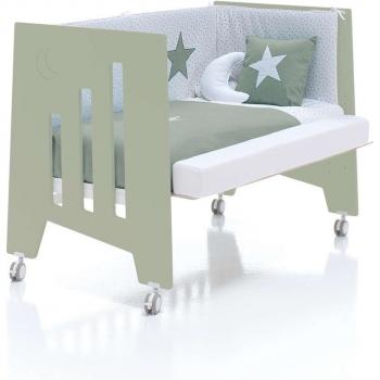 Cuna de colecho 3 en 1 Alondra Omni (60 x 120 cm) convertible en escritorio, color verde-oliva