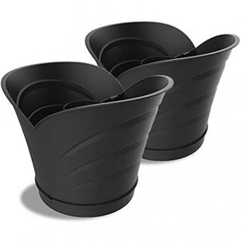 Juego de 2 Jarrones Tulipano con Agujero Central para Exterior Color Gris Hecho en Italia