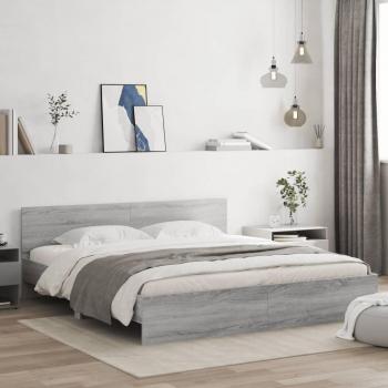 Cama solar con cabecero gris Sonoma 160x200 cm