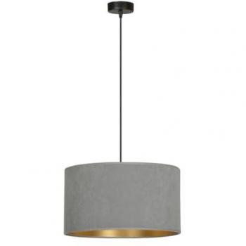 Lámpara de Suspensión Hilde, Acero con Recubrimiento de Polvo y Tejido en Negro y Gris, 35x100x35 cm