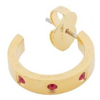 Kate Spade New York Red Crystal Huggie Hoop Earrings in Gold Tone