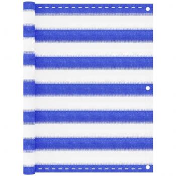 Toldo para balcón Día y Noche HDPE azul y blanco 75x500 cm