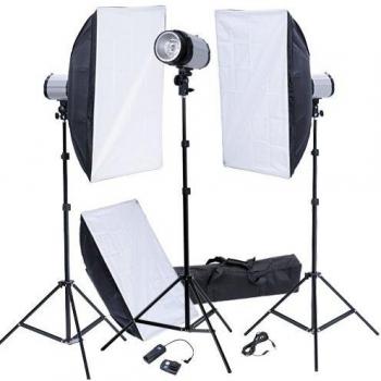 Estudio kit: Cabeza del flash, Cajas de luz 50x70 & Disparador de flash