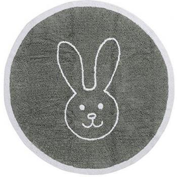 Happy Decor Kids -Alfombra Lavable Bunny 100% Algodón Natural -Gris- Ø 140