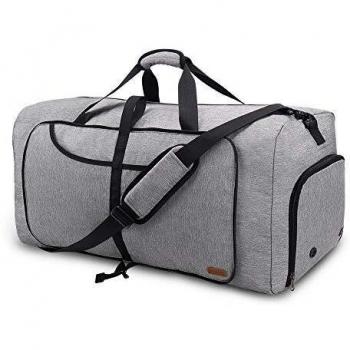 Vogshow Bolsa de Viaje Plegable Grande de 80 l, Bolsa Ligera Impermeable Plegable Bolsa de Fin de Semana, Bolsa Deporte con Compartimento para Zapatos para Hombres y Mujeres