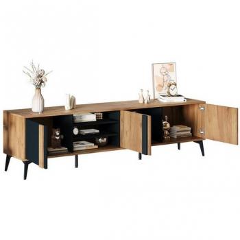 Cama Alta Infantil 90x200 cm con Escritorio, Armario y Balda de Almacenaje, Estructura de Hierro, Color Negro