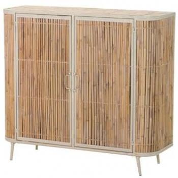 Aparador de Metal y Bambú Beige Marrón 100x34x91 cm