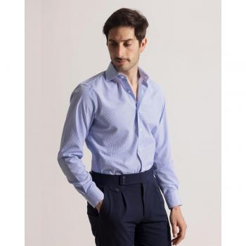 Camisa de Hombre Slim Fit Microestampado Azul