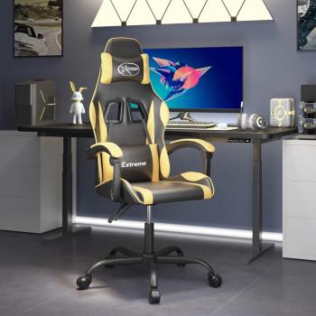 Silla gaming negro y dorado en cuero sintético