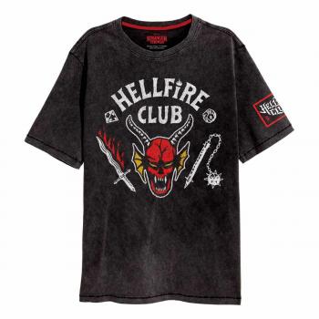 Stranger Things Hellfire Crest Unisex Black T-Shirt Size S