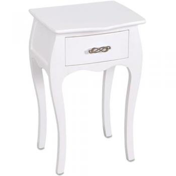 Mesita Auxiliar Blanca de Madera con un Cajón - Madrid (40x66x30 cm)