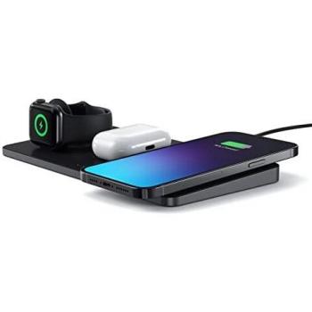 Satechi Trio Wireless Charging Pad - Qi-Certified - Compatible with iPhone 11 Pro Max/11 Pro/11, AirPods Pro, Apple Watch Series 6/SE/5/4/3/2/1 - Does Not Support iPhone 12 with Magnet