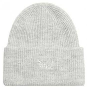 Superdry Soft Rib Knit Beanie Hat - Light Grey, One Size