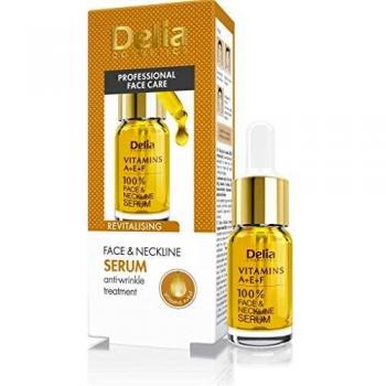 Delia Cosmetics - Vitamins A+E+F Serum - Intensive Anti-wrinkle & Revitalising Treatment for all Skin Types - 100% Face & Neckline Serum - Coenzym Q10 - Paraben Free - 10ml