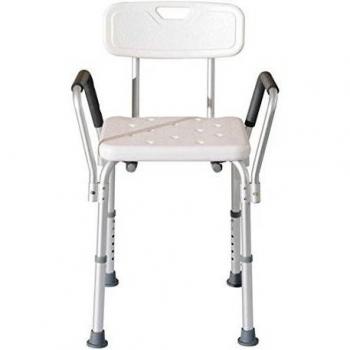 HOMCOM Silla de Ducha Altura Regulable con Respaldo y Apoyabrazos aguanta hasta 135 Kg