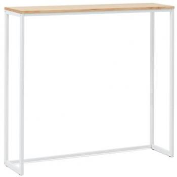 Consola Recibidor iCub Eco-Line 78x30x80cm Blanca en Madera Maciza de Pino Acabado Natural Estilo Nórdico Industrial