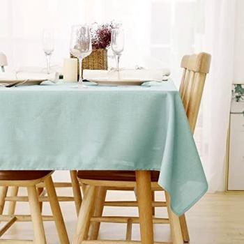 Deconovo Manteles para Mesa Rectangular Decorativas de Cocmedor Efecto Lino 130 x 280cm Verde Claro
