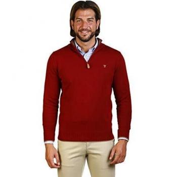 THE TIME OF BOCHA Jersey Hombre Cuello Cremallera JI1JCREMA-Burdeos Talla L