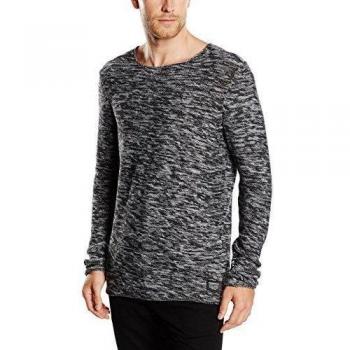TOM TAILOR Denim mouline crew/508-Jersey Hombre,  
 Negro