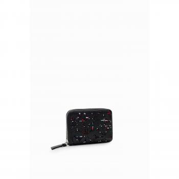 Desigual 23WAYP29 Black/Red Elegant Zip Wallet with Contrasting Accents