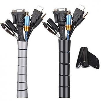 Organizador Cables, Cubre Cables de 2 x 1.5m, Flexible Funda Organizador Cables, Organizador de Cables Mesa, Recoge Cables para Office y PC Escritorio