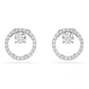 Swarovski Constella Rhodium Plated Round Crystal Stud Earrings