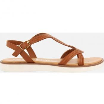Sandalia de Piel con Tiras para Mujer - Color Cuero