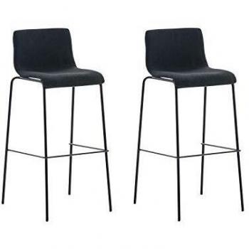 Set de 2 Taburetes Bar Hoover Tapizados en Tela con Estructura Metálica Negra