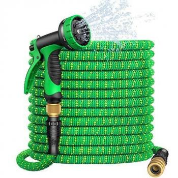 BOIROS Manguera Jardin, Manguera Extensible, Mangeras Flexibles Extensible con Pistola de 10 Funciones de Aeroso y 2 Conector Rápido de Latón 1/2 y 3/4, Mangueras de Riego Resistente 15M/50FT